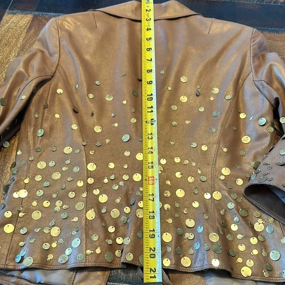 Antiqued Tan goat leather tie jacket from Polli says - Picture 9 of 10